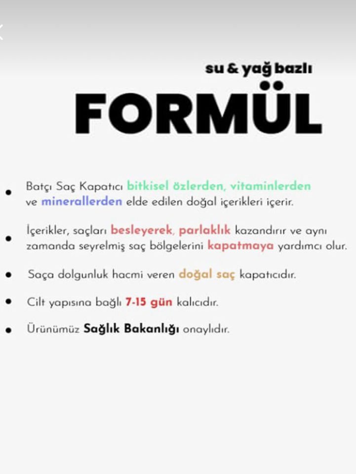 Batçı Saç  Kapatıcı Dolgunlaştırıcı Sıvı Krem  30 Ml
