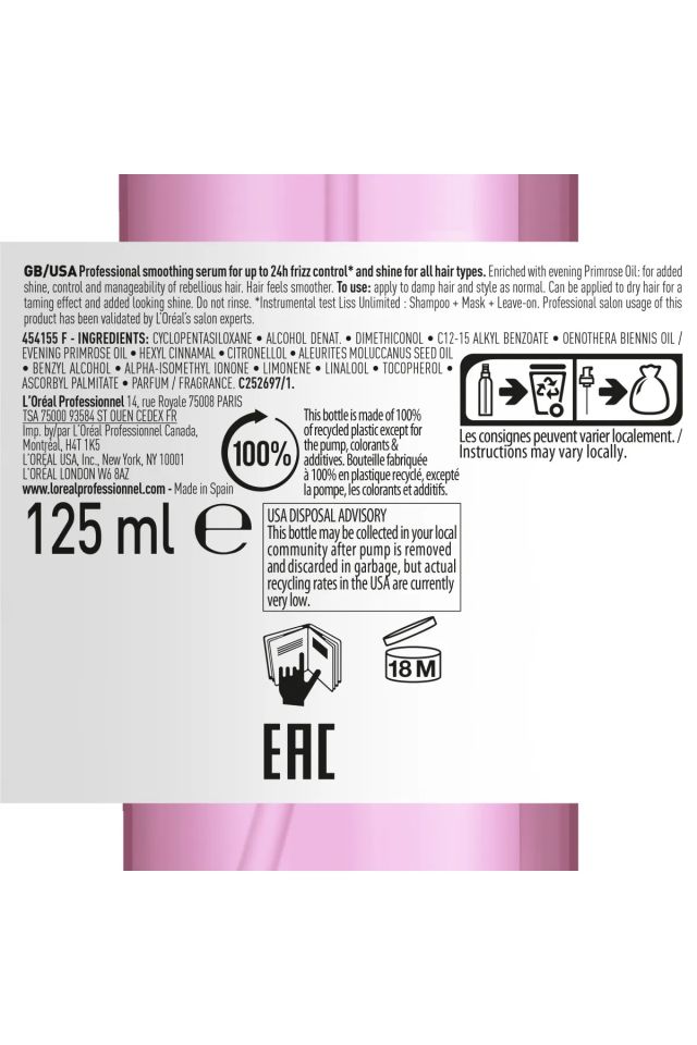Loreal Professionnel Paris Serie Expert Liss Unlimited Elektriklenme Karşıtı Ve Yoğun Yumuşaklık Veren Yağ 125 Ml