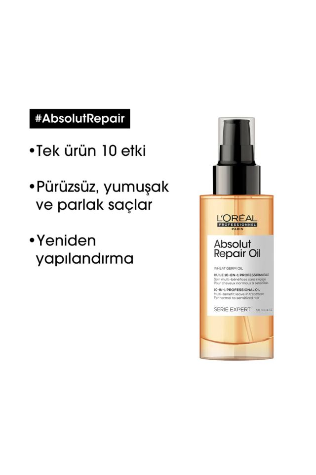 Loreal Professionnel Paris Serie Expert Absolut Repair Yıpranmış Saçlar İçin 10 Etkili Mucizevi Bakım Yağı 90 Ml