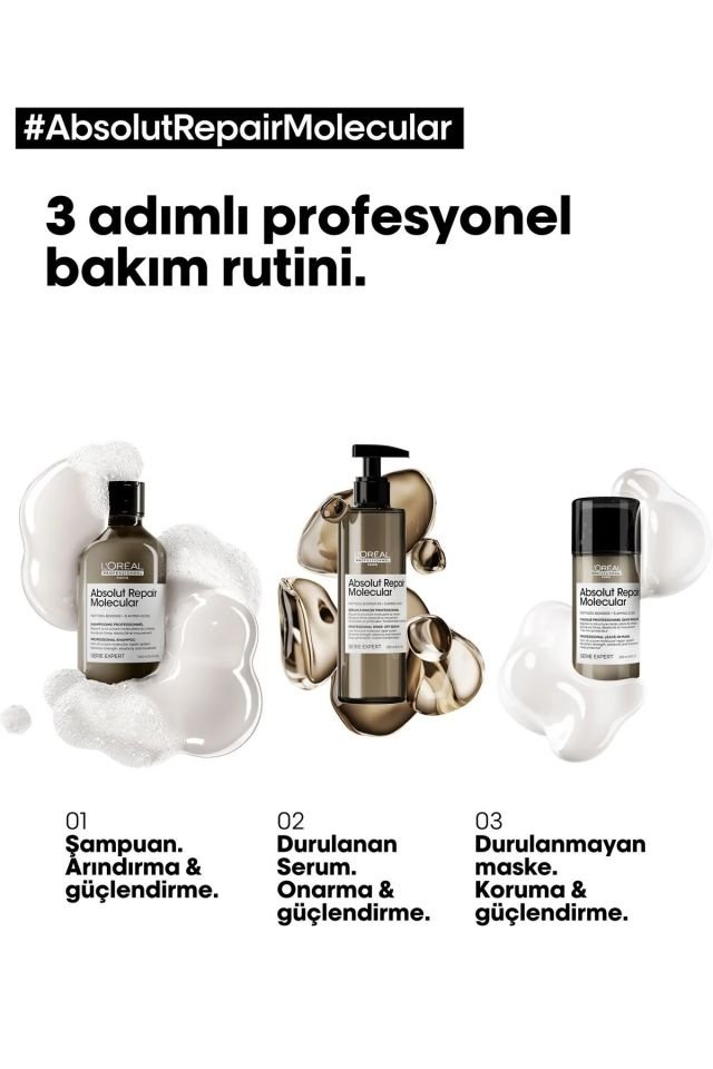 Serie Expert Absolut Repair Molecular Yıpranmış Saçlar İçin Durulanmayan Maske 100 Ml