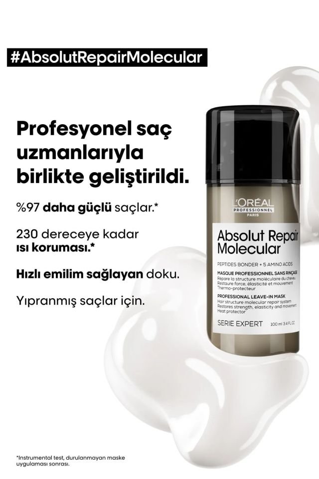 Serie Expert Absolut Repair Molecular Yıpranmış Saçlar İçin Durulanmayan Maske 100 Ml