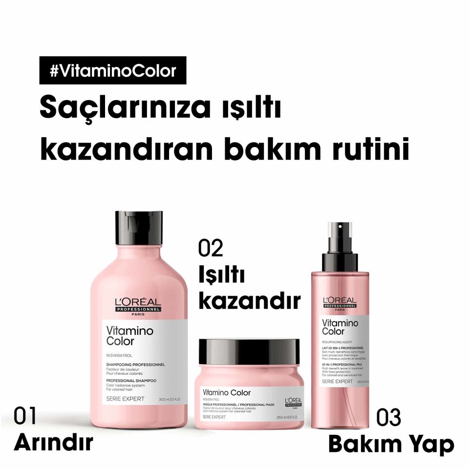 Serie Expert Vitamino Color Boyalı Saçlar için Renk Koruyucu Şampuan 300 ml