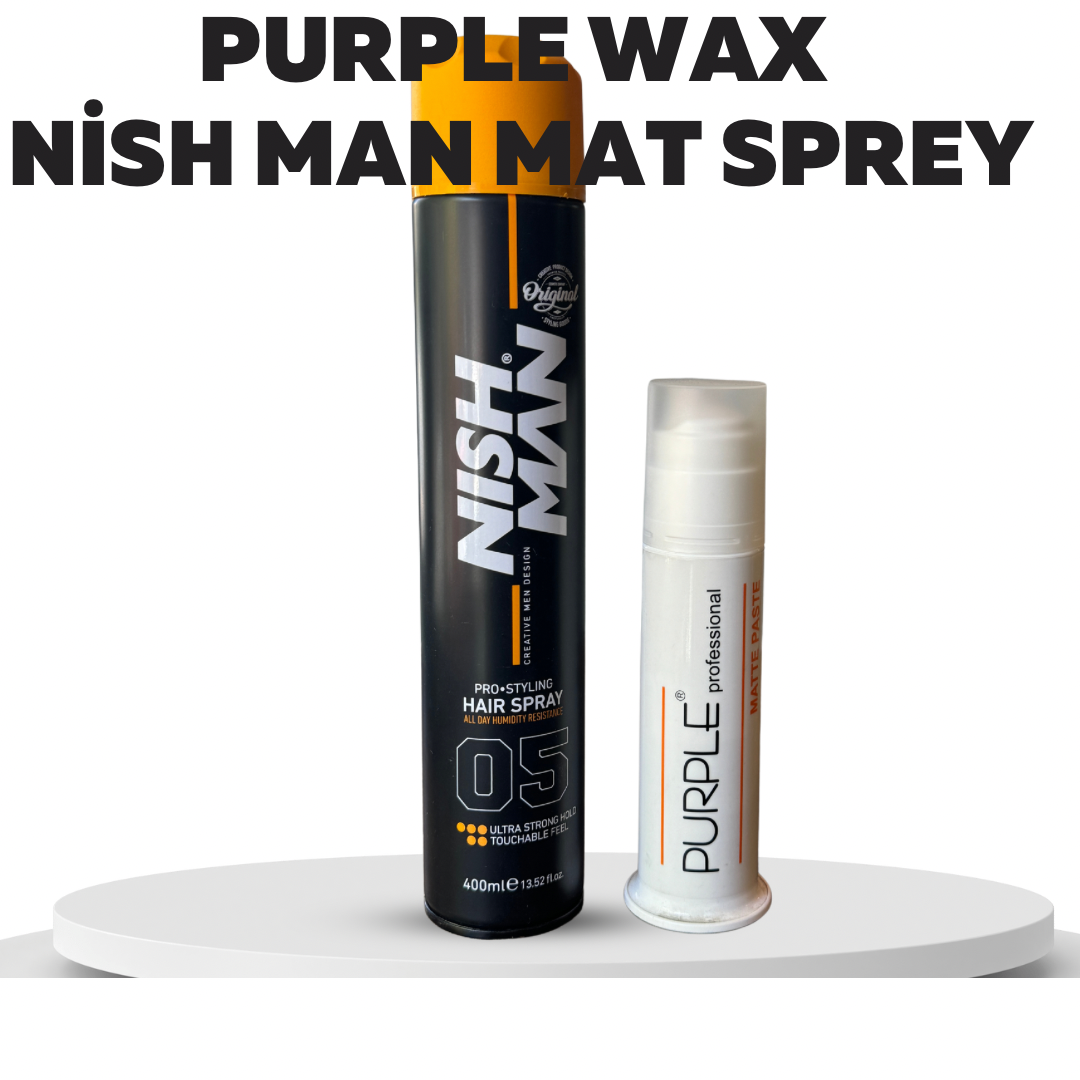 Purple Professional Saç Şekillendirici Mat Wax 100 ml  Nish Man Mat Sprey 400 ml