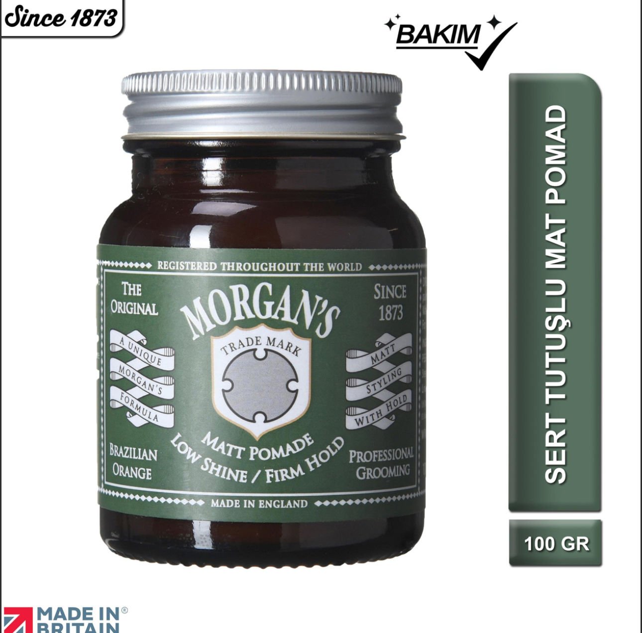 Morgan's Pomade Morgan's Low Shine Sert Tutuşlu Mat Saç Şekillendirici Pomat (GREEN LABEL) 100gr
