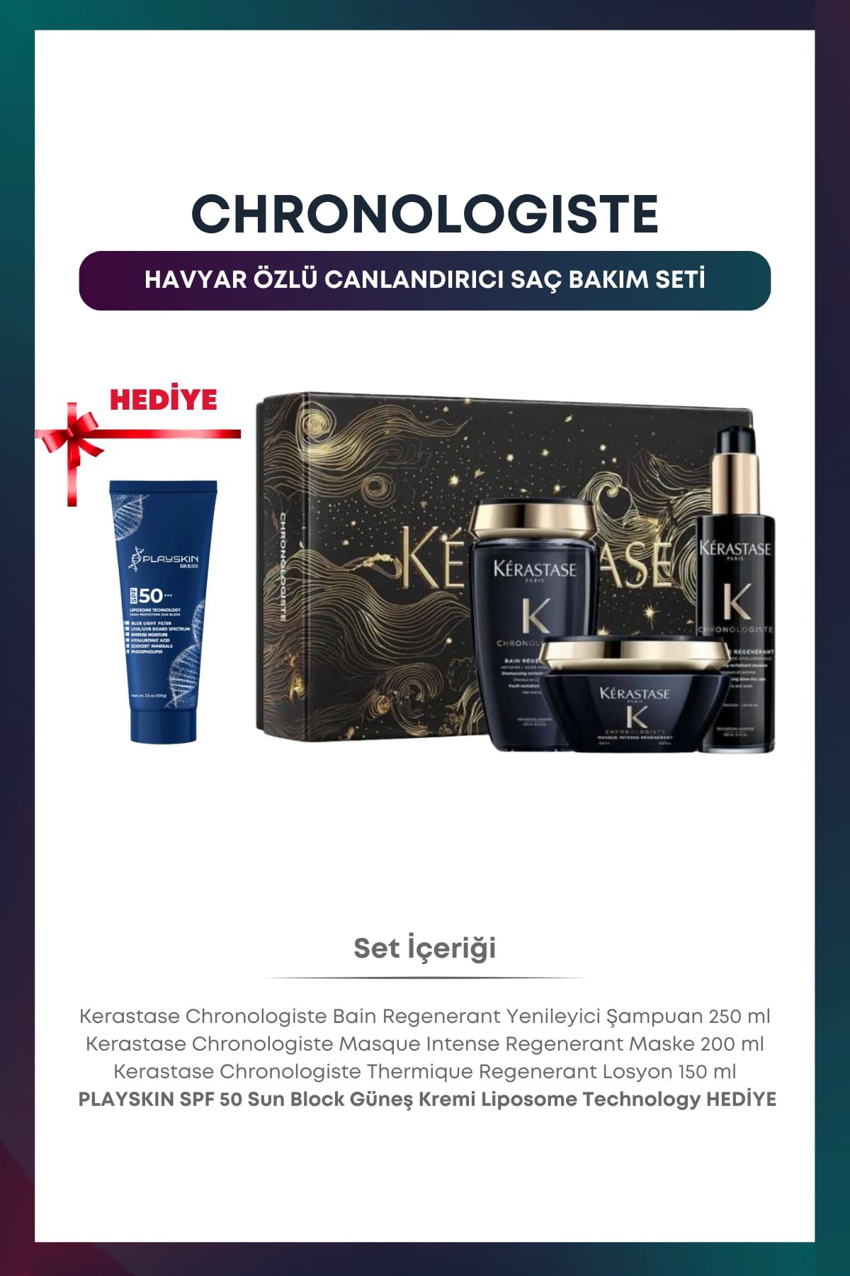 Kerastase Chronologiste Yenileyici Saç Bakım Seti Playskin Güneş Koruyucu Hediyeli