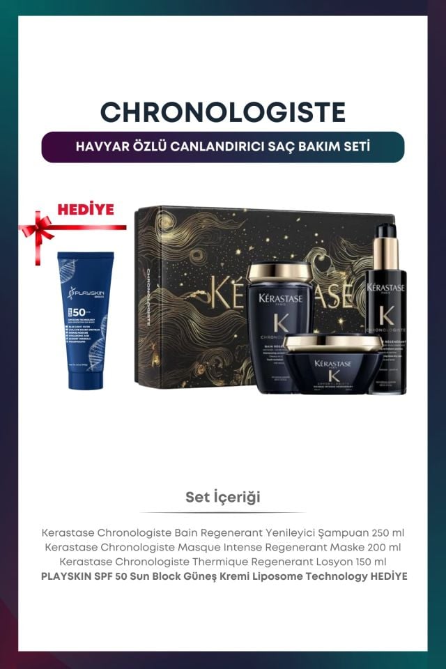 Kerastase Chronologiste Yenileyici Saç Bakım Seti Playskin Güneş Koruyucu Hediyeli