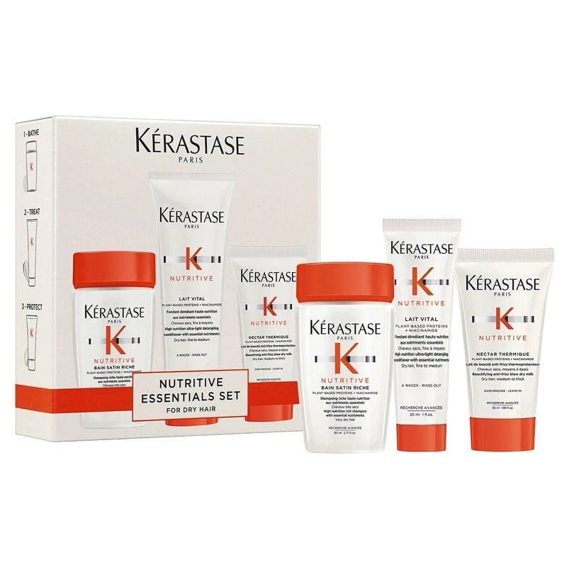 Kerastase Nutritive Essentials Set-Nemsiz Kuru Saçlar İçin Mini Boy Set-Şampuan-Saç Kremi-Termik Süt