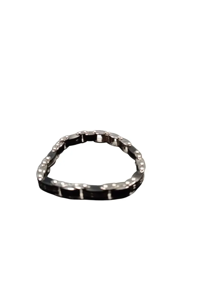 İNTERTAKI Black/Silver | Çift Taraflı Erkek Çelik Bileklik | Şık ve Dayanıklı Günlük Aksesuar