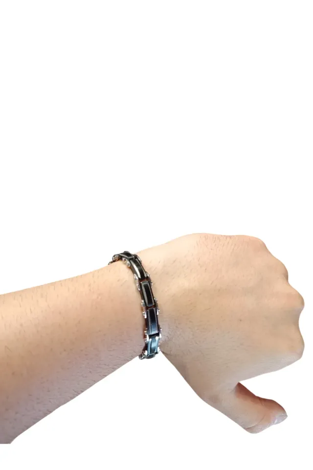 İNTERTAKI Black/Silver Çizgiyle Güçlenen Siyah Zincir Tasarım: Çift Taraflı | Şıklık | Solmaz | Kararmaz |