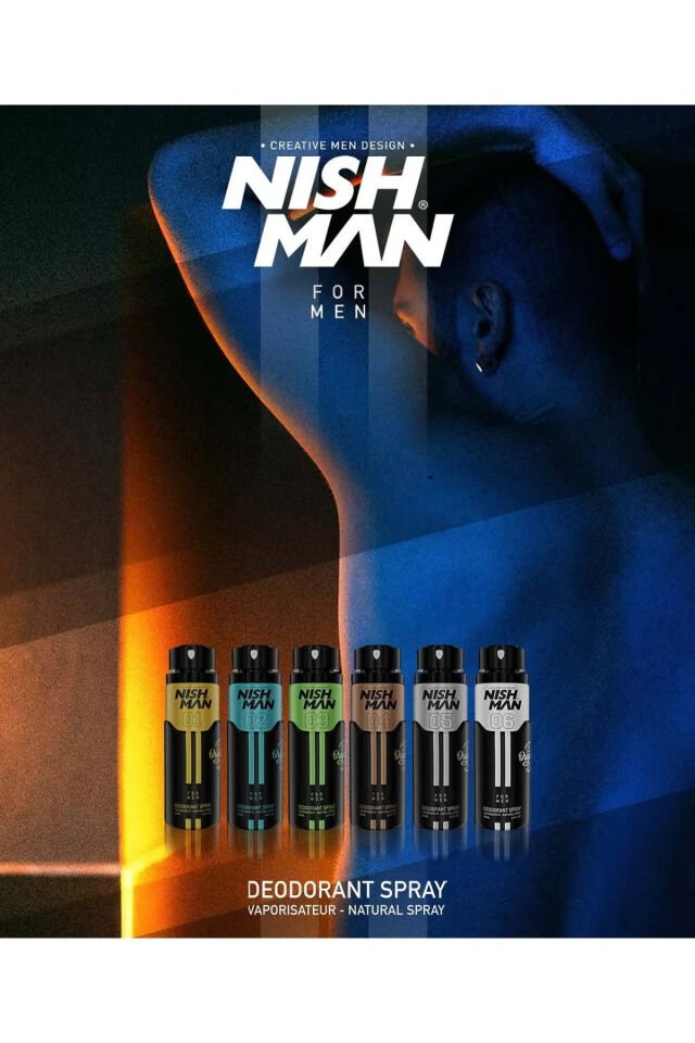 NISHMAN Erkek Sprey Deodorant 21 Saat Etkili Koruma-No 4 - Blue Man - 200 ml