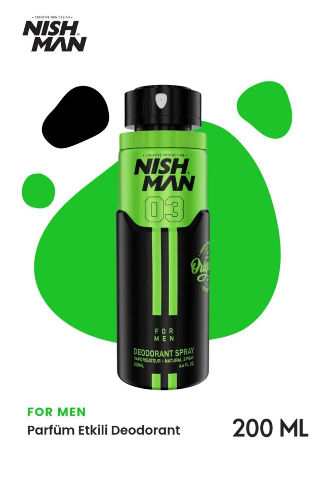 NISHMAN Erkek Sprey Deodorant 21 Saat Etkili Koruma-No 3 - Wılder- 200 ml