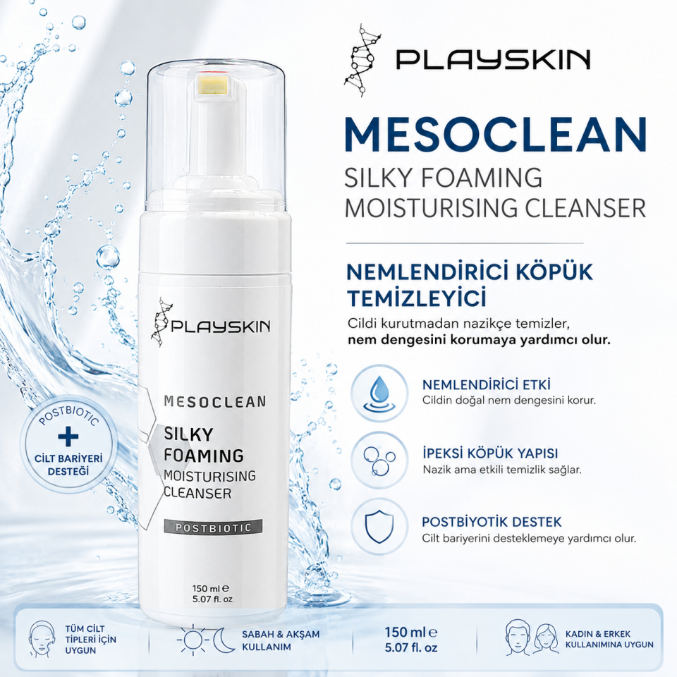 PlaySkin Mesoclean Silky Foaming Moisturising Cleanser 150 ml - Nemlendirici Köpük Temizleyici