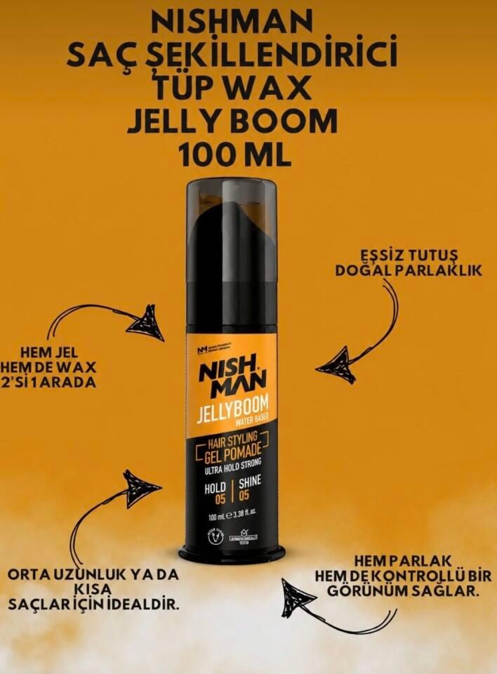 Nisman Saç Şekillendirici Nishman Jellyboom Tüp Wax Hem Jel Hem Wax 2 si 1 Arada / 100 ml