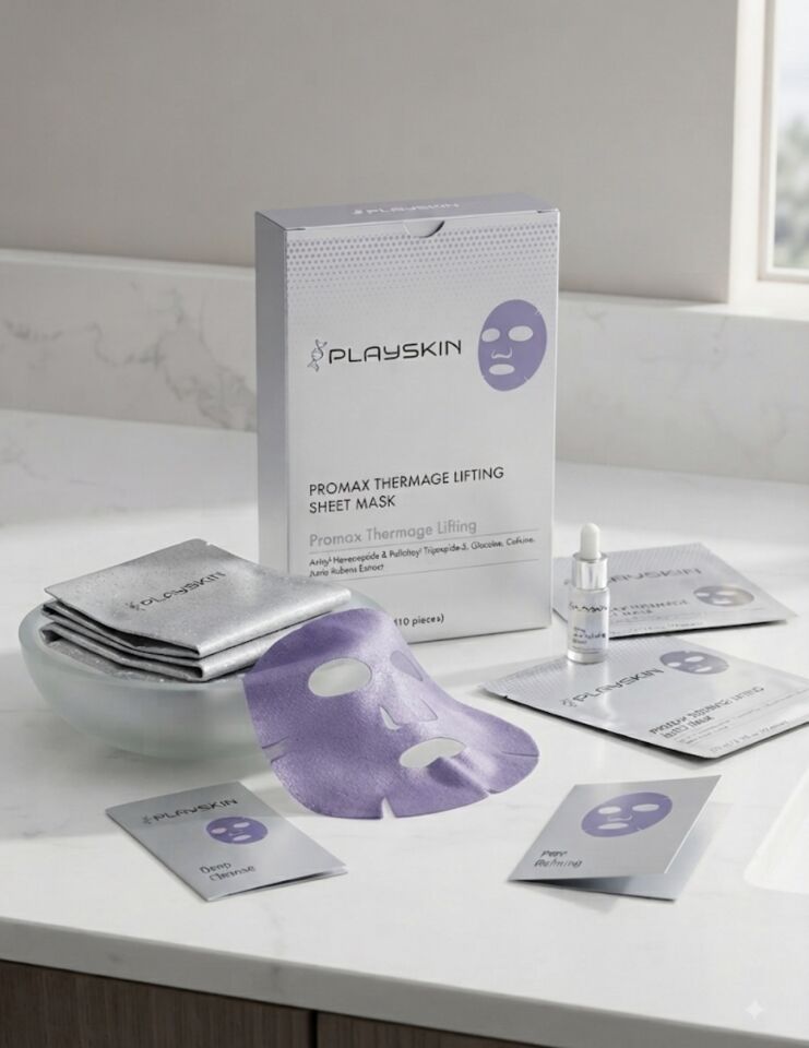 Playskin promax thermage lifting sheet and lactobionic multi enzyme clarifying sheet maske