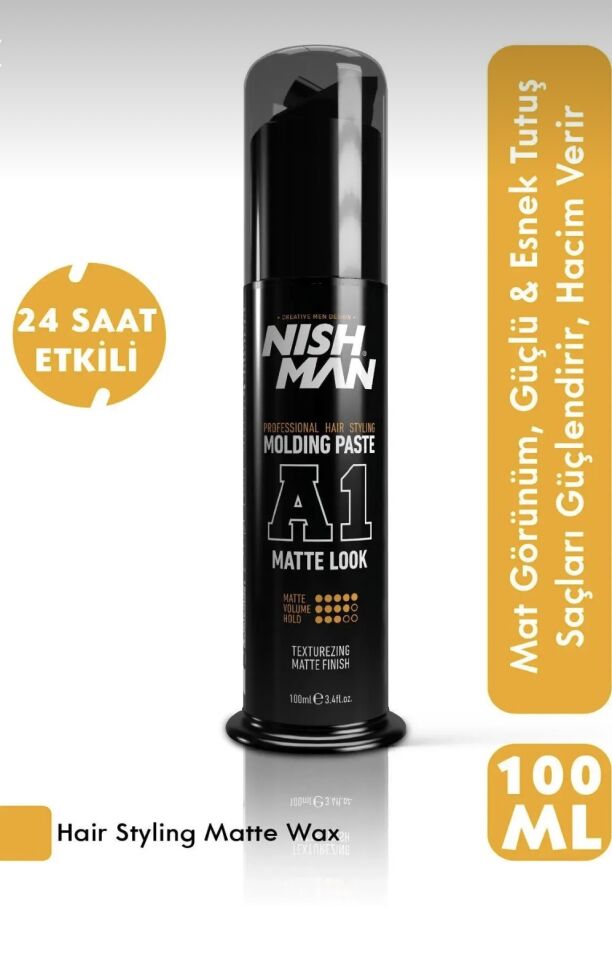 Nıshman Saç Şekillendirici Ultra Mat Oynanabilir Pompalı Wax A1 - 100 ml